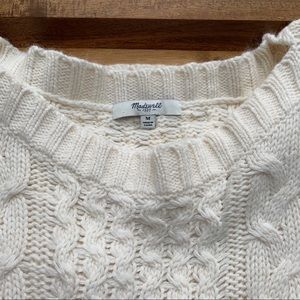 Madewell Cream Classic Cable Knit Sweater